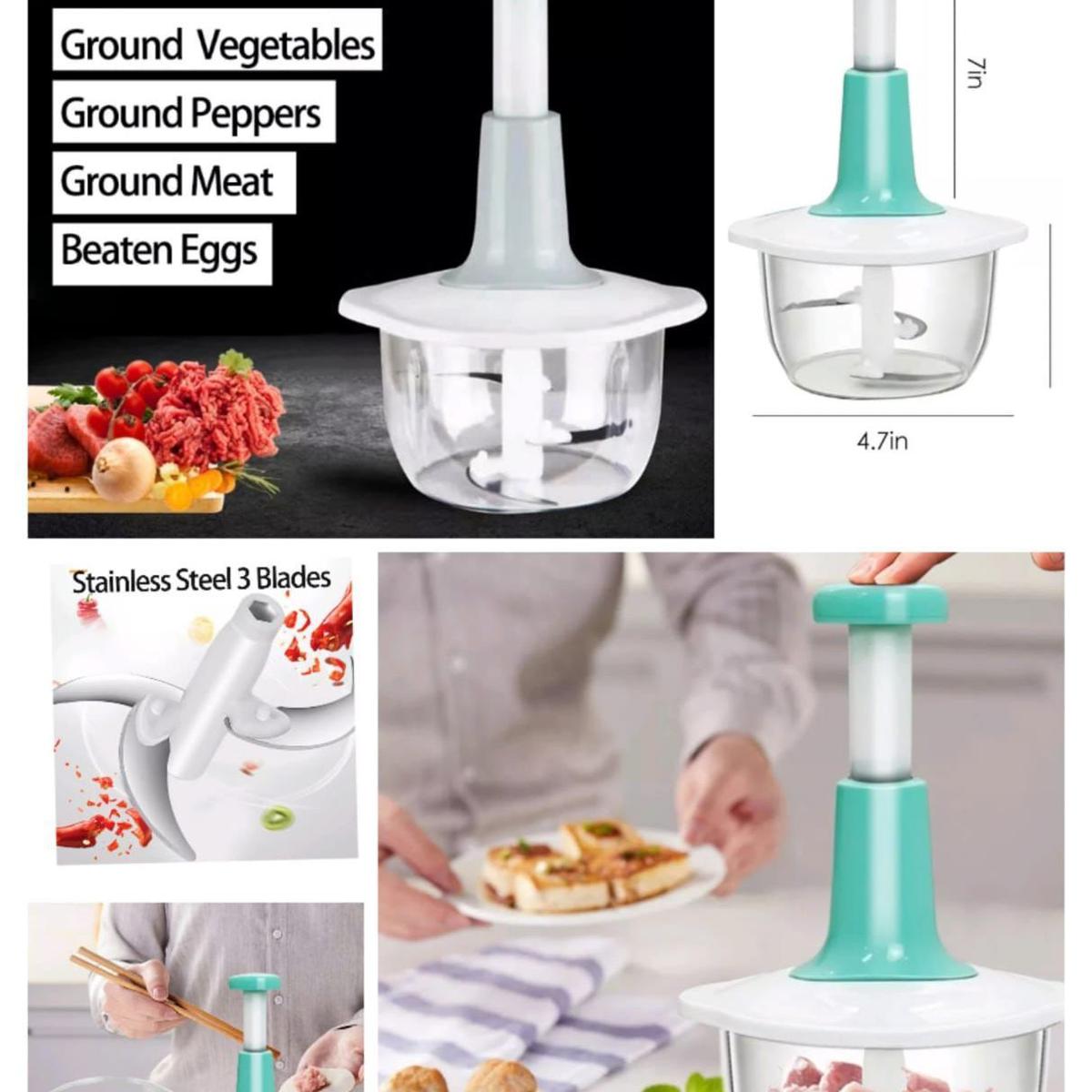 2L Hand Press Chopper – 4 Blades, Anti-Slip Base
