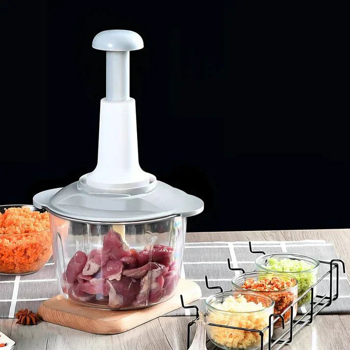2L Hand Press Chopper – 4 Blades, Anti-Slip Base