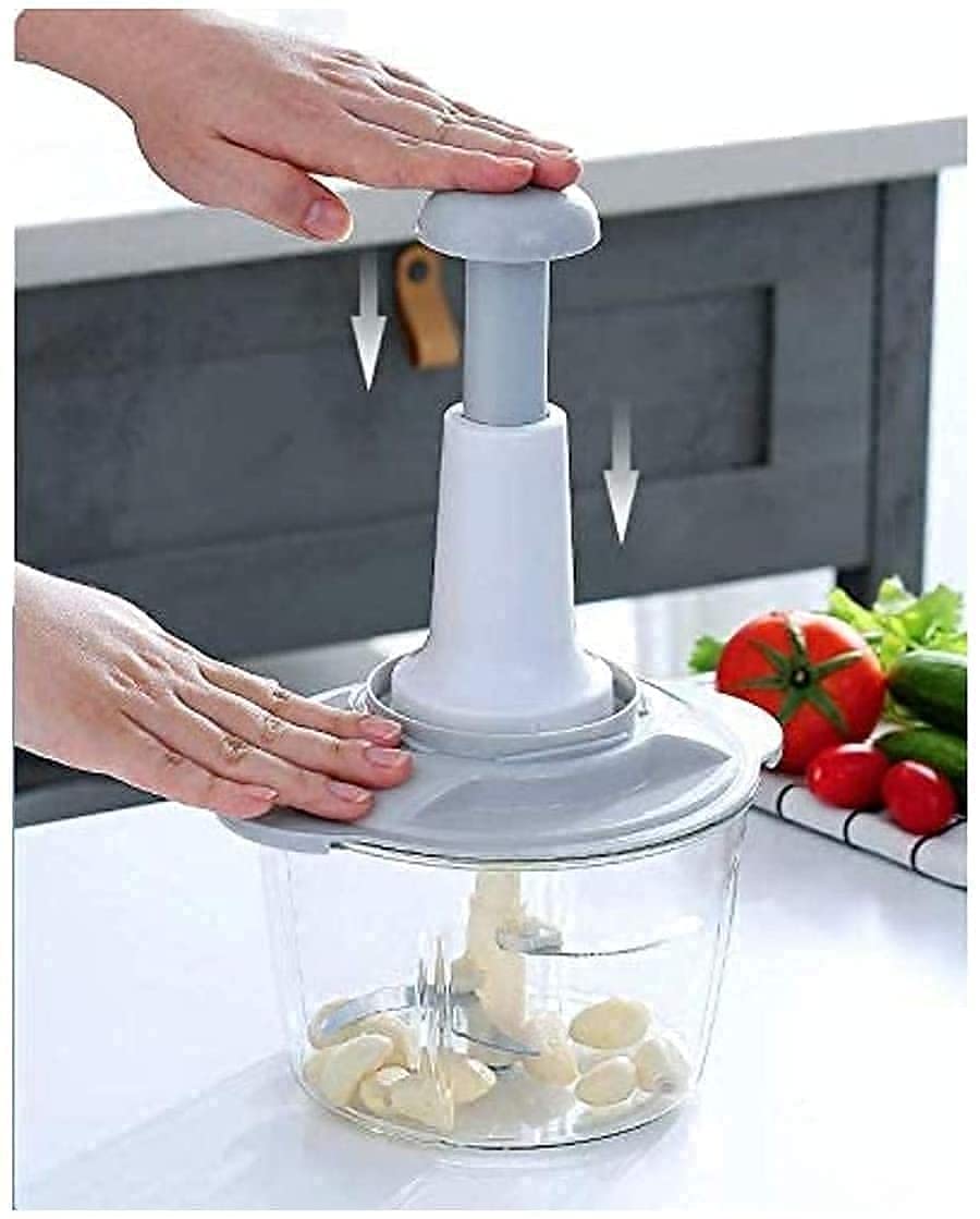 2L Hand Press Chopper – 4 Blades, Anti-Slip Base