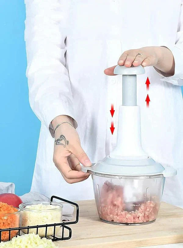 2L Hand Press Chopper – 4 Blades, Anti-Slip Base