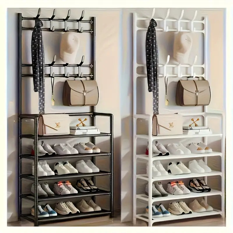 5-Tier Stainless Steel Shoe & Coat Rack – Space-Saving Design