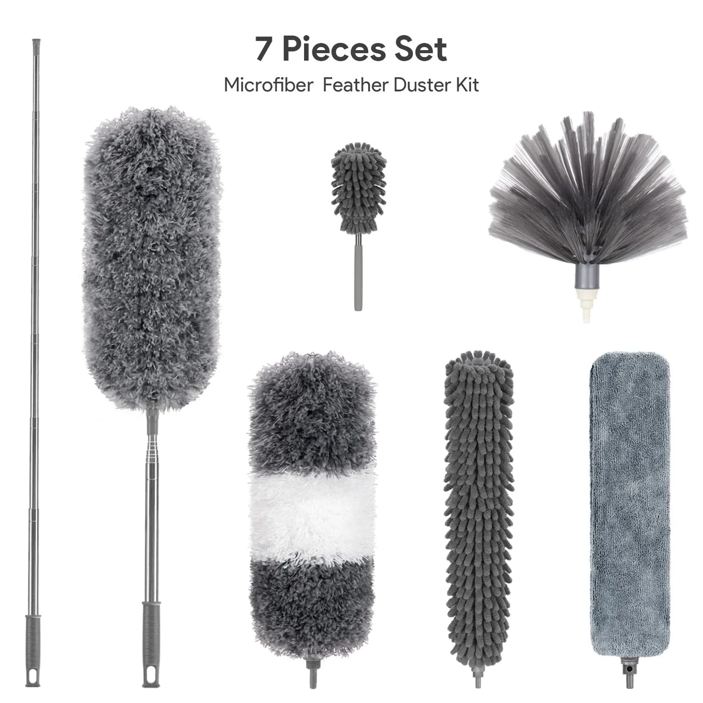 280cm Telescoping Duster | Extendable Microfiber Duster 100” with Bendable & Washable Head