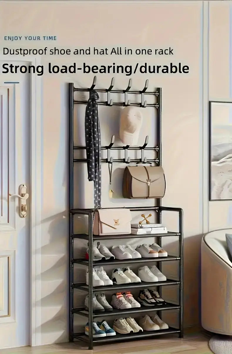 5-Tier Stainless Steel Shoe & Coat Rack – Space-Saving Design