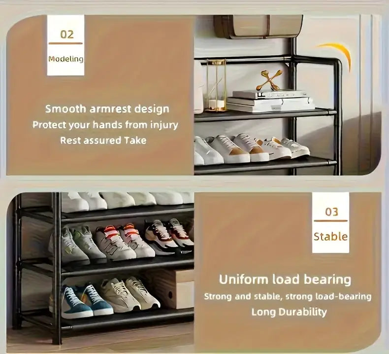 5-Tier Stainless Steel Shoe & Coat Rack – Space-Saving Design