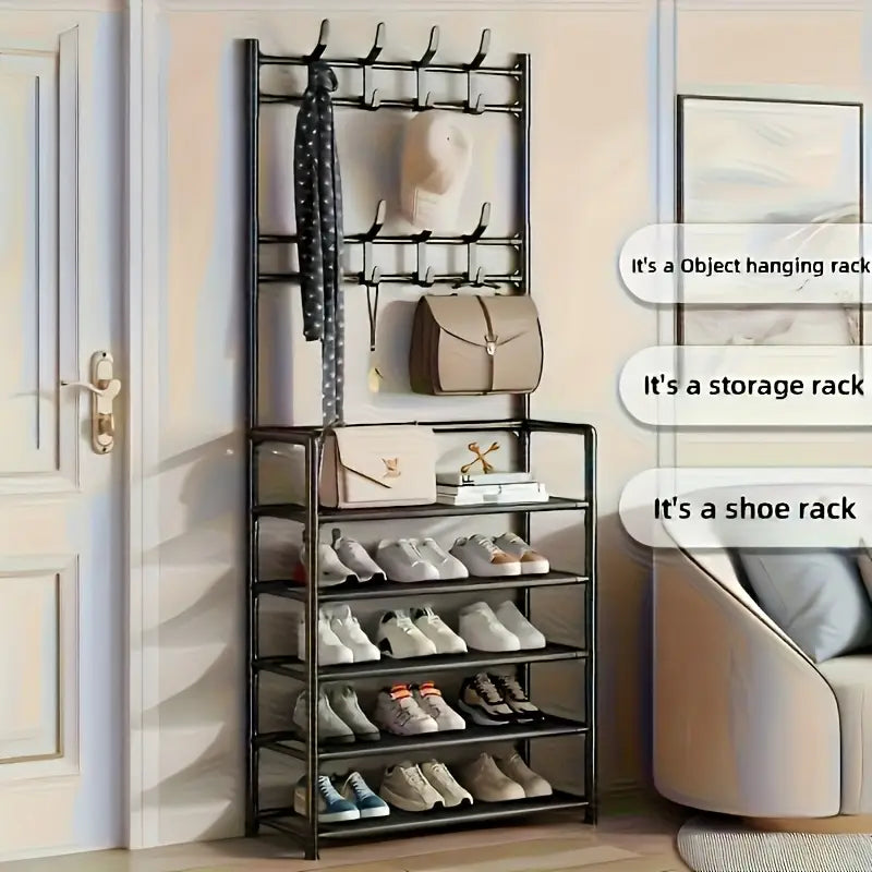 5-Tier Stainless Steel Shoe & Coat Rack – Space-Saving Design