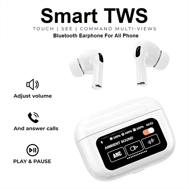 A9 Pro Wireless Earbuds with Digital Display & Touch Control
