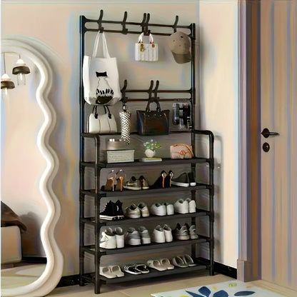 5-Tier Stainless Steel Shoe & Coat Rack – Space-Saving Design