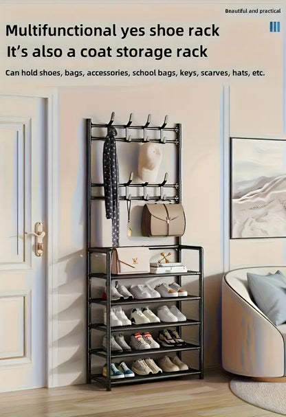 5-Tier Stainless Steel Shoe & Coat Rack – Space-Saving Design