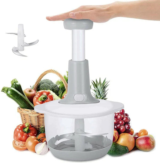 2L Hand Press Chopper – 4 Blades, Anti-Slip Base