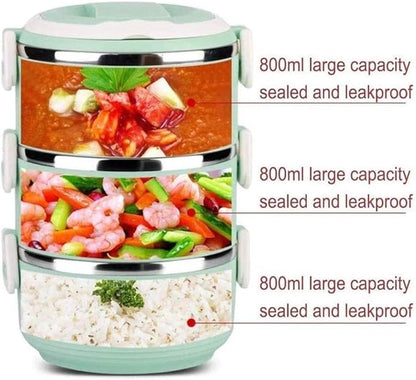 ( 2 Layers ) Leakproof Multi-Layer Stainless Steel Lunch Box