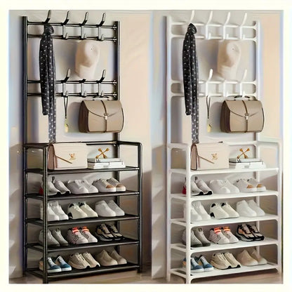 5-Tier Stainless Steel Shoe & Coat Rack – Space-Saving Design