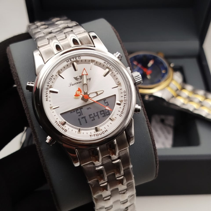 Success Way Men’s Digital-Analog Watch – Stainless Steel, Dual Time & Alarm