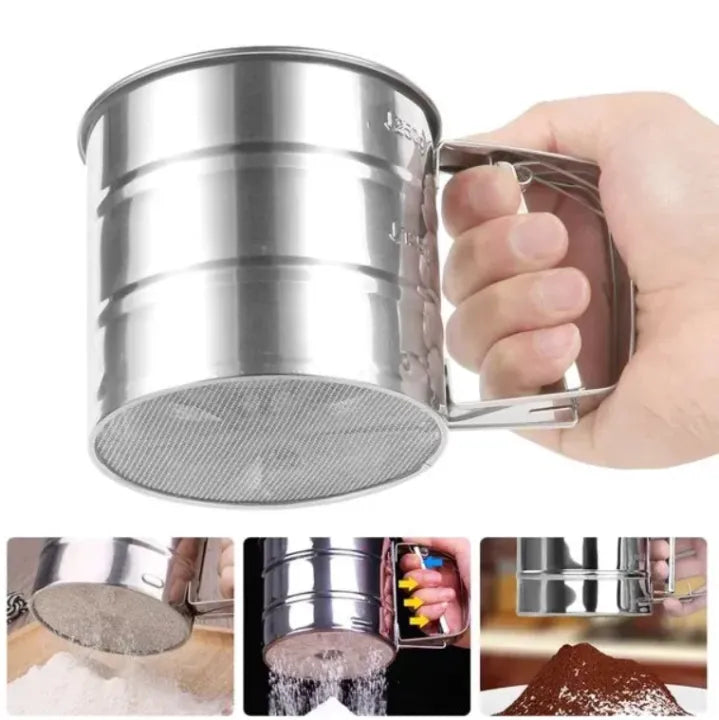 High-Quality Stainless Steel Flour &amp; Sugar Sifter Cup – Mesh Strainer for Baking
