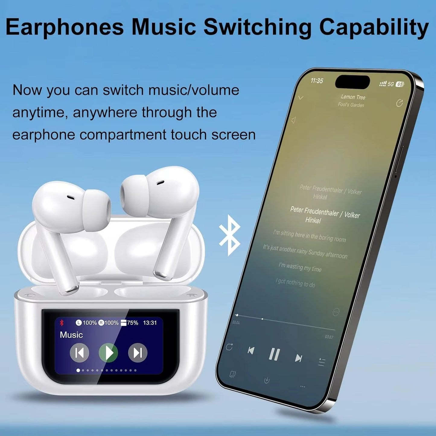 A9 Pro Wireless Earbuds with Digital Display & Touch Control